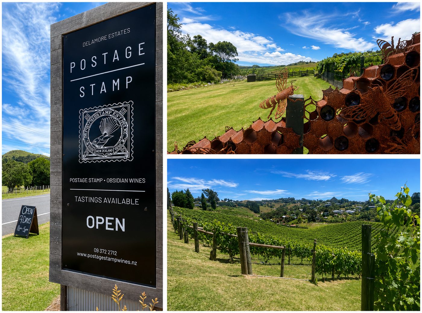 Postage Stamp vineyard tasting sign